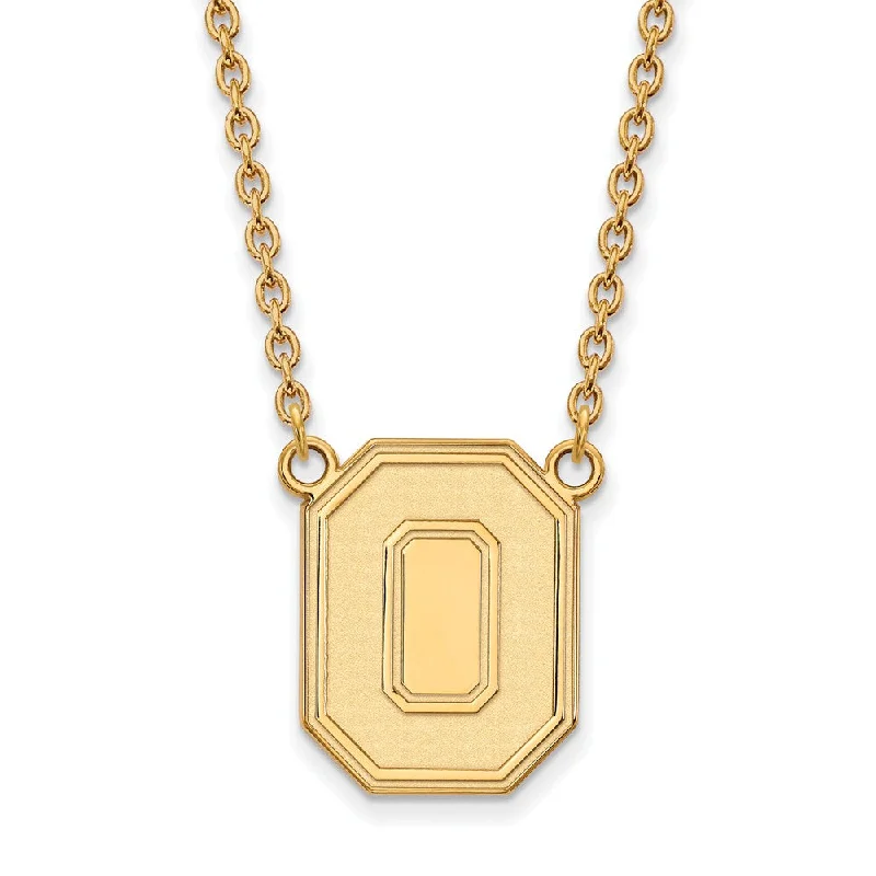 Ladies necklaces for park strolls -10k Yellow Gold Ohio State Large Pendant Necklace