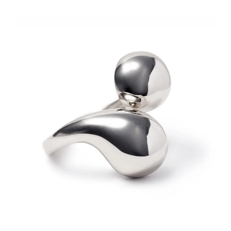 ladies-platinum-vintage-rings-Bold Sculptural Bypass Ring