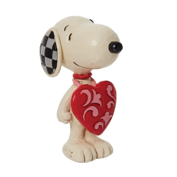 ladies-white-gold-halo-rings-Jim Shore Peanuts Mini Snoopy Wearing Red Heart Sign Figurine