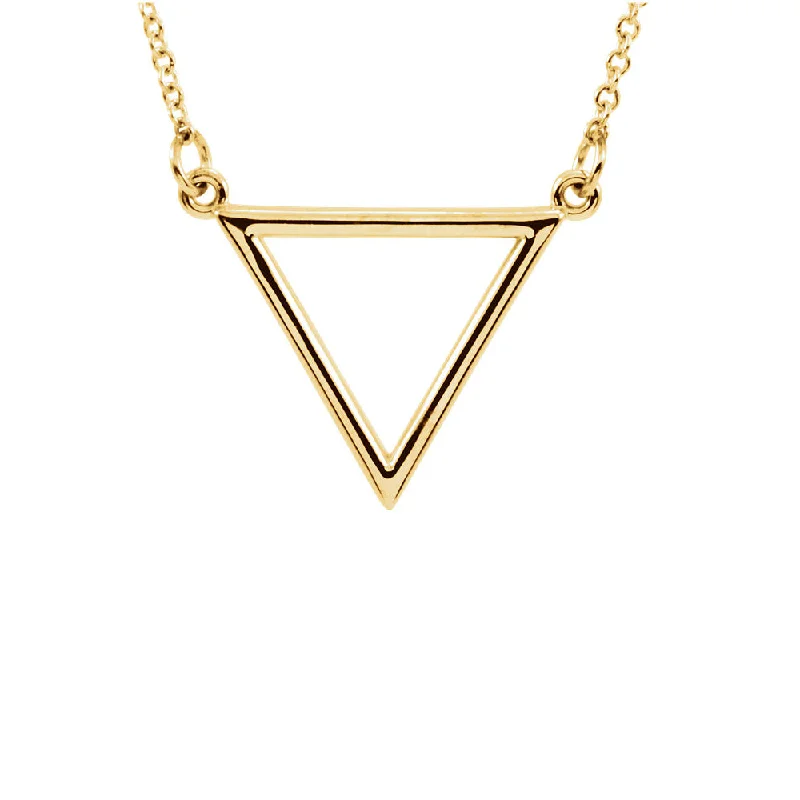 Ladies necklaces for trailblazers -Polished 15x19mm Triangle Necklace in 14k Yellow Gold, 16 Inch