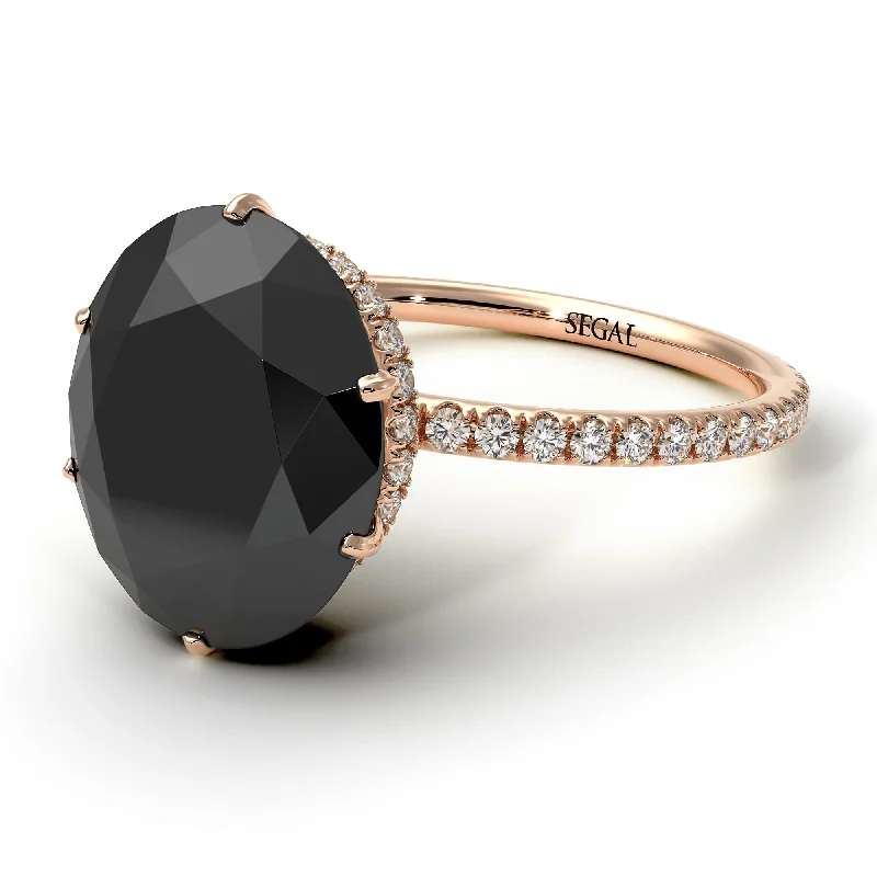 engagement-white-gold-cluster-ring-Hidden Halo Oval Black Diamond Engagement Ring - Gemma No. 8