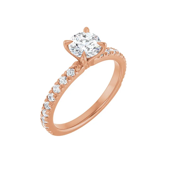 engagement-diamond-twist-ring-AMELIA 14K Rose Gold Round Lab Grown Diamond French-Set Engagement Ring