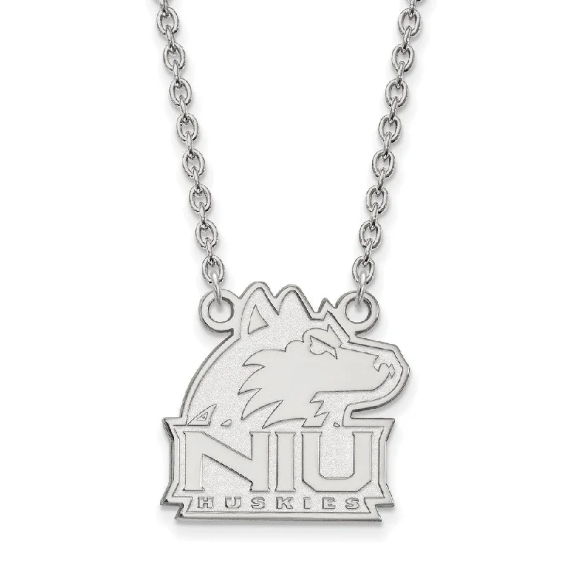 Ladies necklaces for getaways -14k White Gold Northern Illinois U Large Pendant Necklace