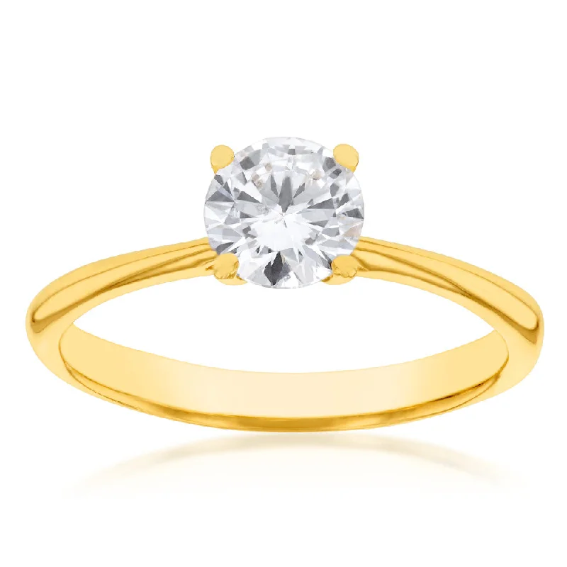 engagement-minimalist-rose-gold-ring-Luminesce Lab Grown 1 Carat Solitaire 4 Claw Engagement Ring in 14ct Yellow Gold