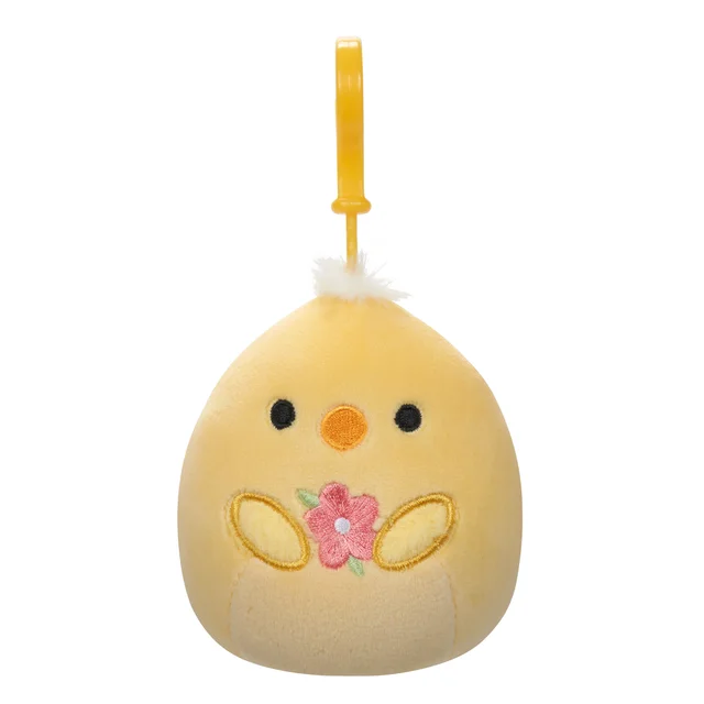 ladies-gold-modern-rings-Spring Squishmallow Triston the Yellow Chick Holding Flower 3.5" Clip Stuffed Plush by Kelly Toy