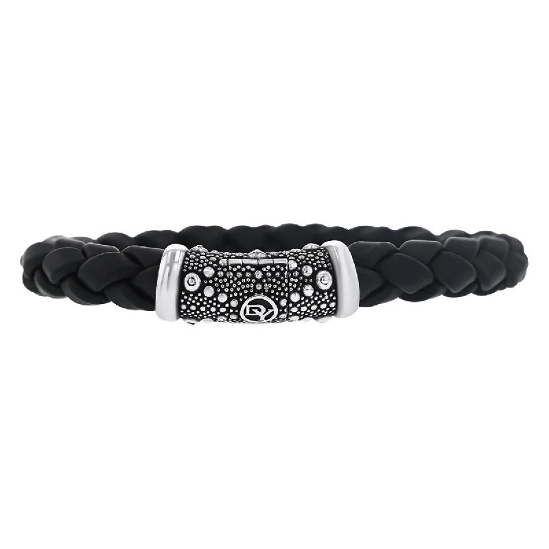 Ladies bracelets for grad vibes -David Yurman Sterling Silver and Woven Leather Bracelet