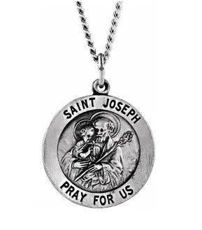 Ladies necklaces fine chains -Sterling Silver 18mm St. Joseph Medal Necklace, 18 Inch