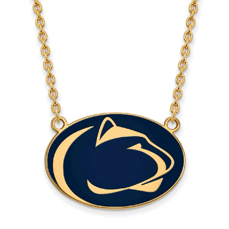 Ladies necklaces eco-friendly craft -14k Gold Plated Silver Penn State Large Enamel Pendant Necklace