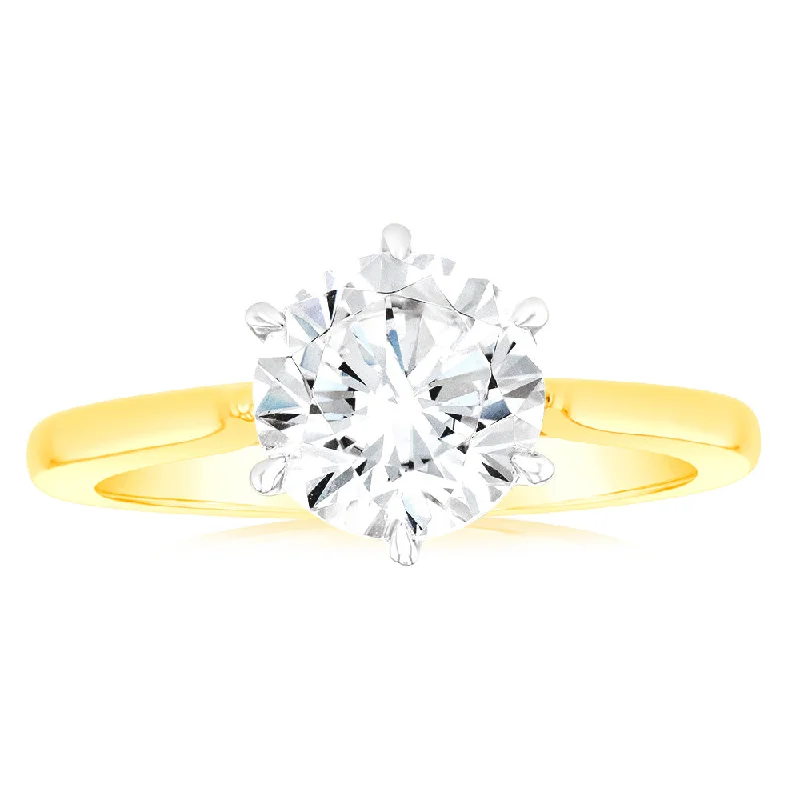 engagement-elegant-white-gold-ring-Luminesce Lab Grown 2 Carat Certified Diamond Solitaire Engagement Ring in 18ct Yellow Gold