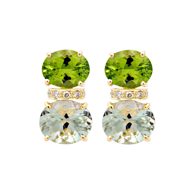 ladies-jacket-gold-earrings-Earrings-Peridot, Green Quartz and Diamond