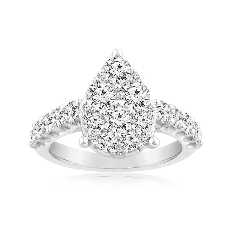 engagement-custom-diamond-ring-2 Carat Diamond Pear Shaped Engagement Ring in 14ct White Gold