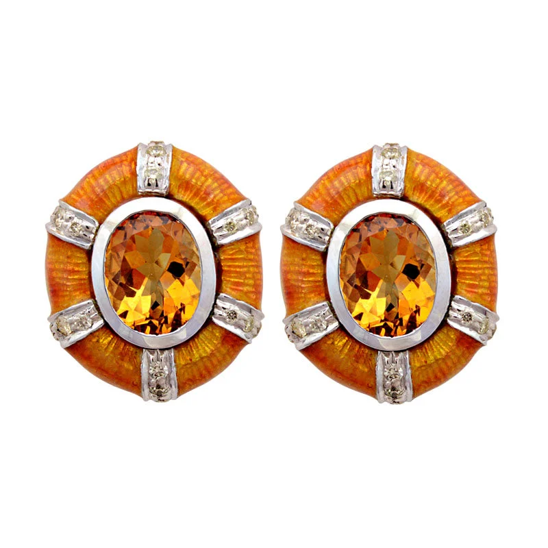 ladies-affordable-diamond-earrings-Earrings-Citrine and Diamond (Enamel)