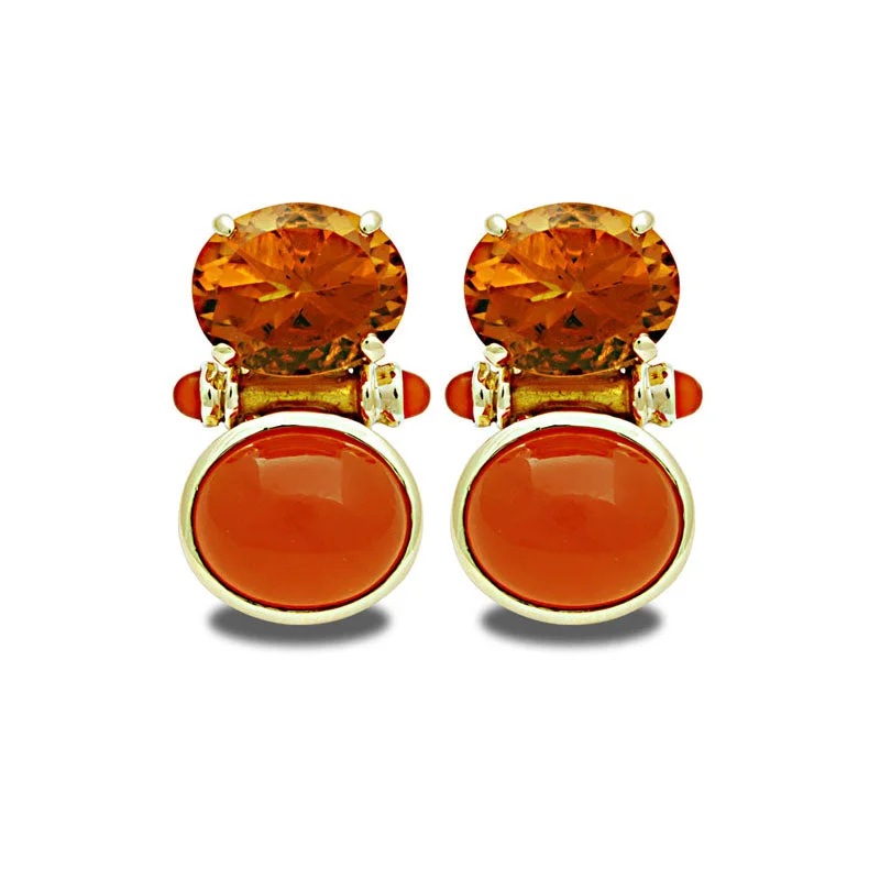 ladies-handmade-pearl-earrings-Earrings-Citrine and Cornelian (Enamel)