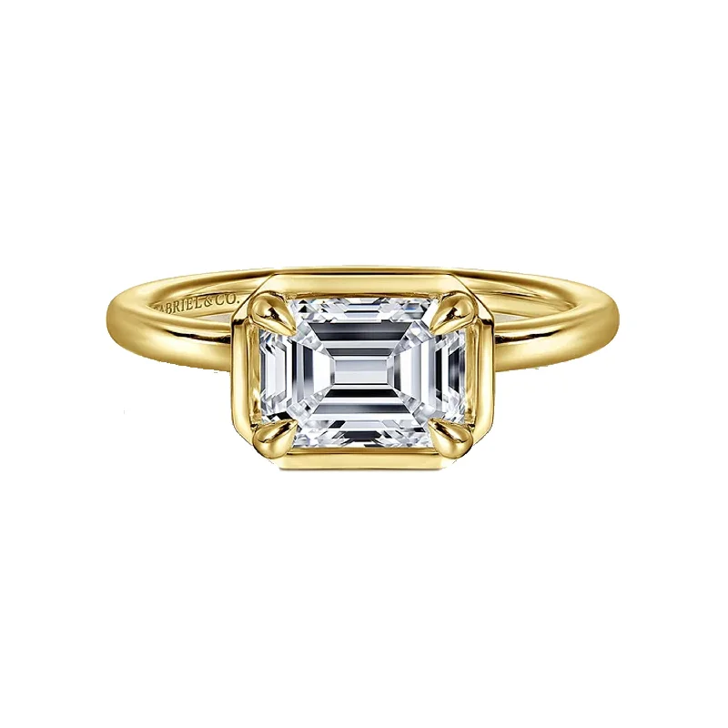 engagement-round-platinum-ring-Gabriel 14K Yellow Gold Emerald Cut Diamond Engagement Ring Mounting