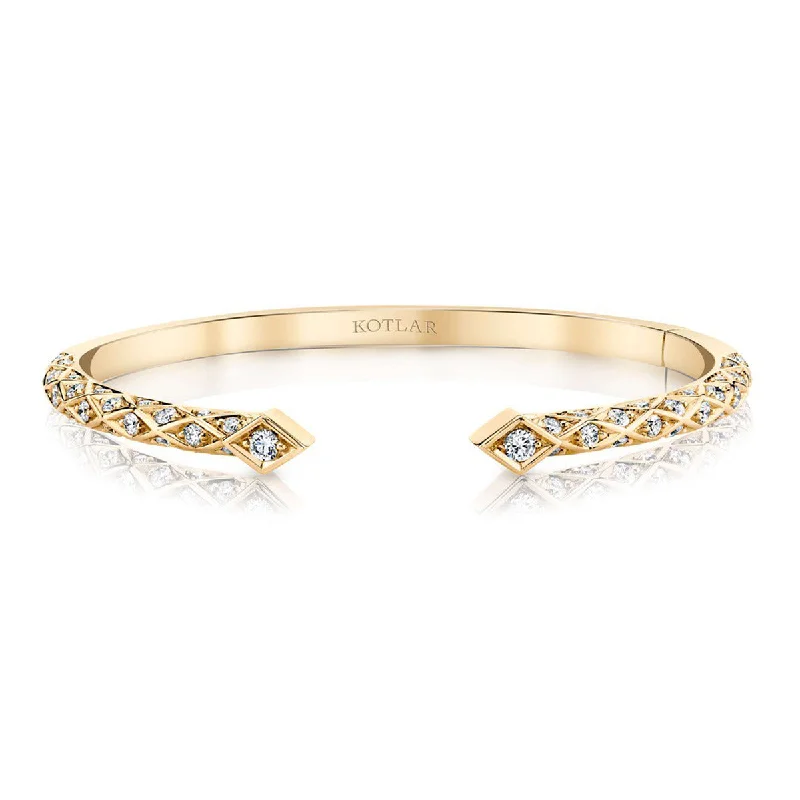 Ladies bracelets with sky topaz -Criss Cross Artisan Pave Diamond Cuff Bracelet