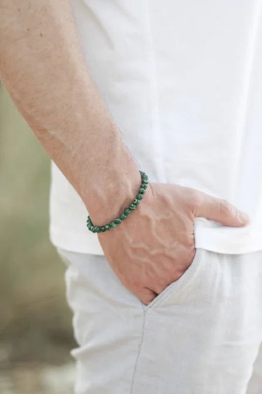 Ladies bracelets sleek elegance -Malachite bracelet for men, green beaded bracelet, Healing stone, men's bracelet protection beads, 6mm beads, stretchable, gift for him