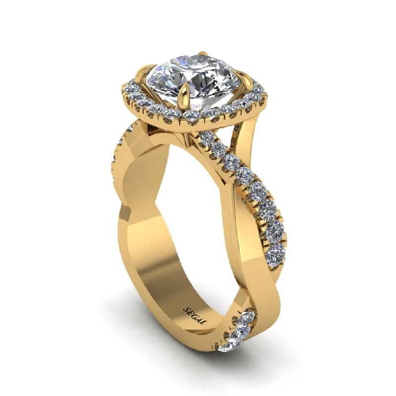 engagement-affordable-diamond-ring-Diamond Twist Shank Halo Engagement Ring - Cheyenne No. 1