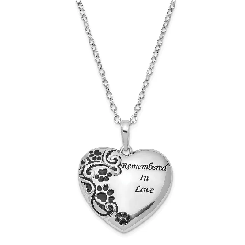 Ladies necklaces for park strolls -Sterling Silver Remembered In Love Pet Ash Holder Necklace, 18 Inch