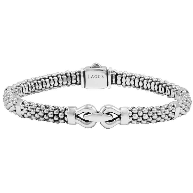 Ladies bracelets with den charms -Caviar Buckle Bracelet