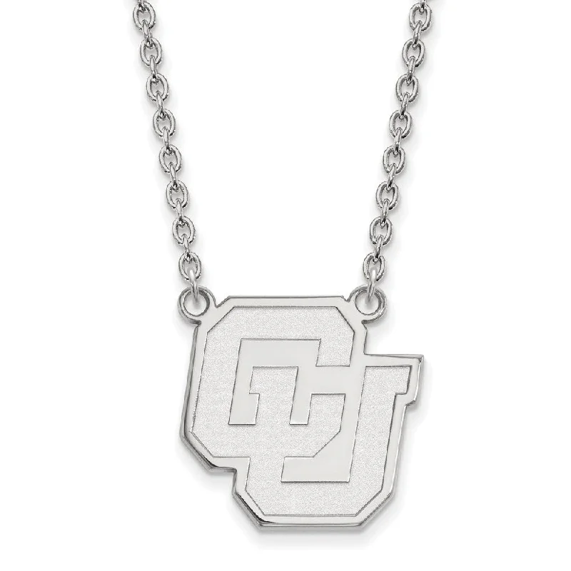 Ladies necklaces with pink sapphire -Sterling Silver U of Colorado Large Pendant Necklace