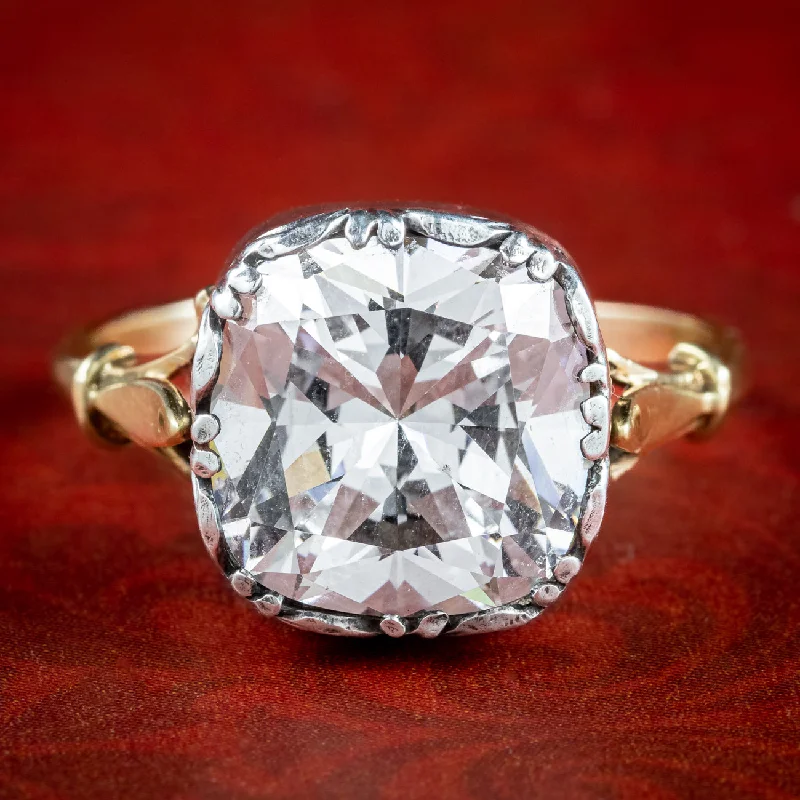 ladies-elegant-platinum-rings-Georgian Style Cushion Cut Paste Solitaire Ring