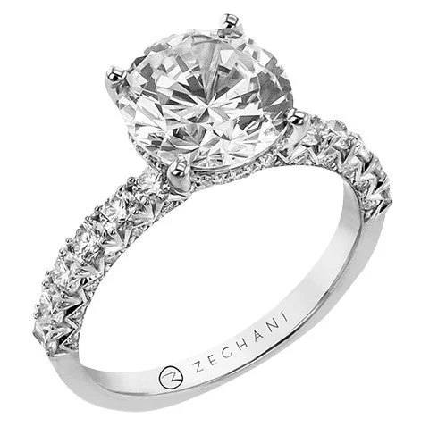 engagement-minimalist-gold-ring-14k White Gold Hidden Halo Diamond Engagement Ring by Zeghani