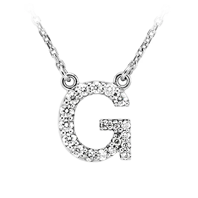 Ladies necklaces retro chains -1/6 Cttw Diamond & 14k White Gold Block Initial Necklace, Letter G