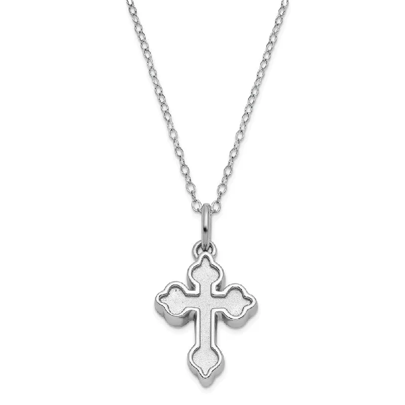 Ladies necklaces with slate hematite -Sterling Silver Welcome Home Matte Cross Ash Holder Necklace, 18 Inch