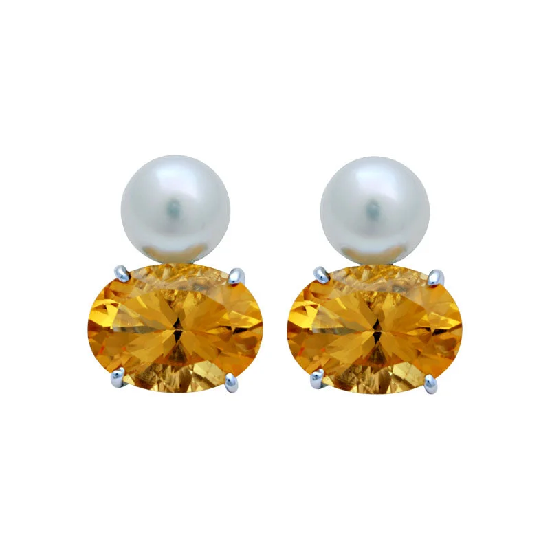 ladies-affordable-diamond-earrings-Earrings-South Sea Pearl and Citrine