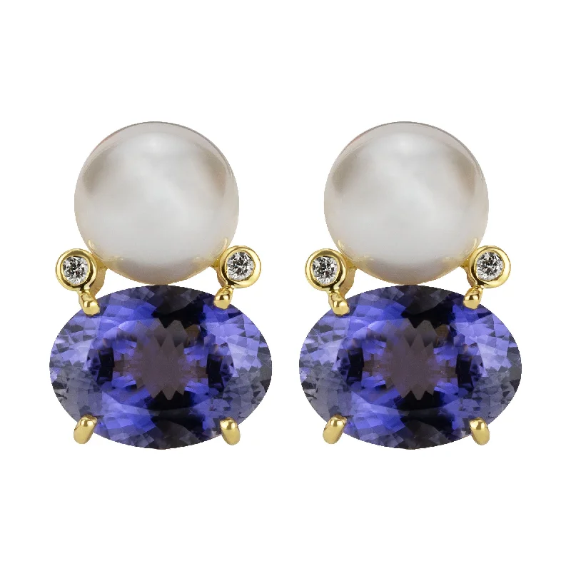 ladies-affordable-diamond-earrings-Earrings - South Sea Pearl, Iolite And Diamond (2343F)