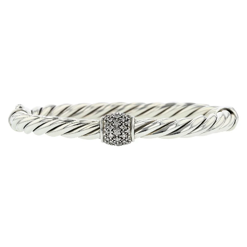 Ladies bracelets for future vibes -David Yurman Sterling Diamond Station Bangle Bracelet