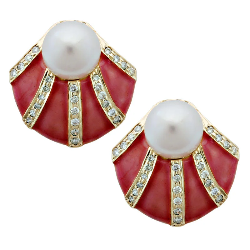 ladies-heart-chandelier-earrings-Earrings-Pearl and Diamond (Enamel)