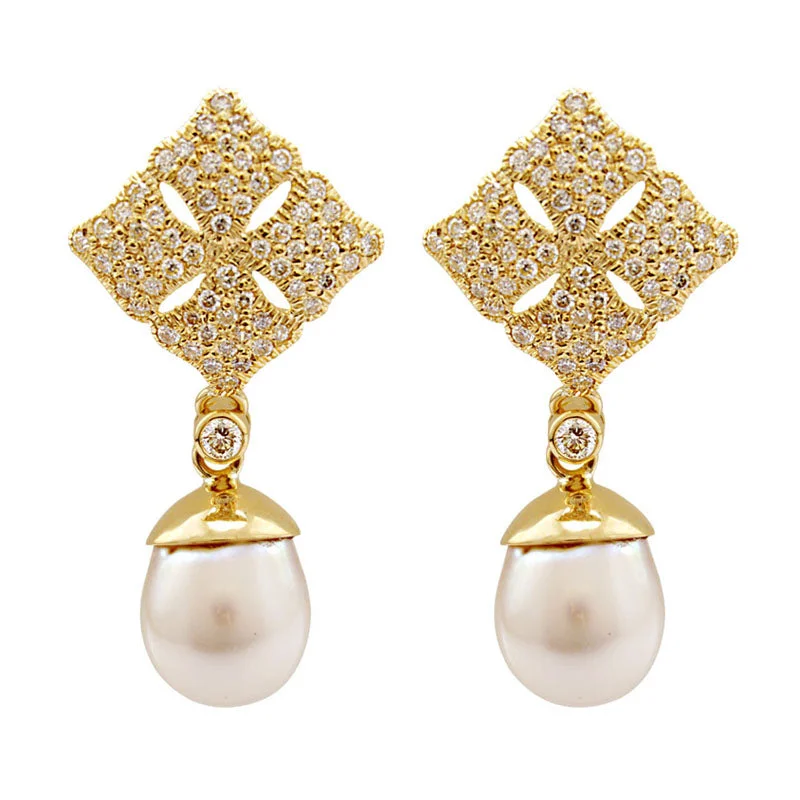 ladies-gemstone-drop-earrings-Earrings-South Sea Pearl and Diamond