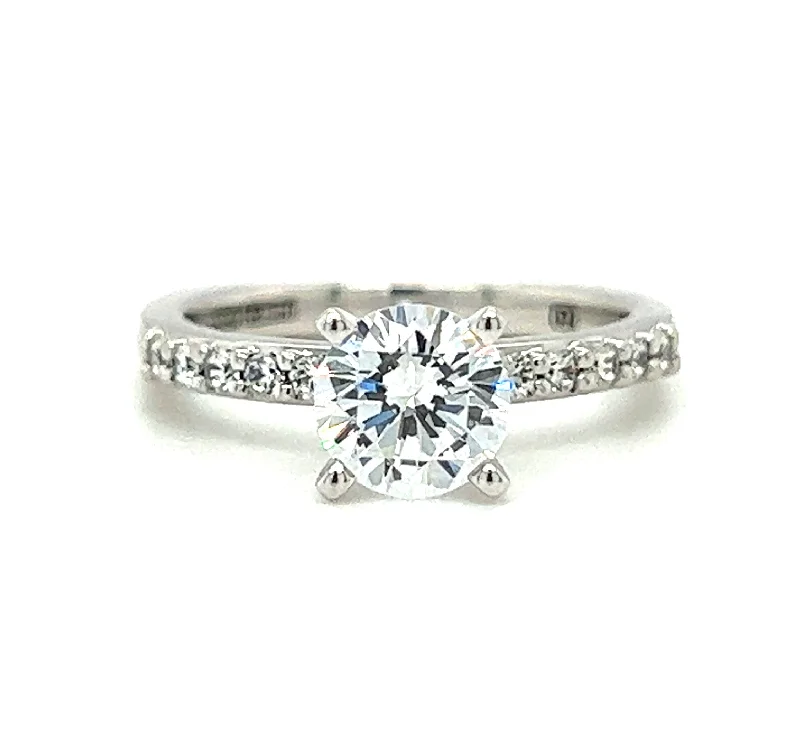 engagement-cushion-cut-diamond-ring-18k White Gold Classic Prong Set Diamond Engagement Ring by A. JAFFE