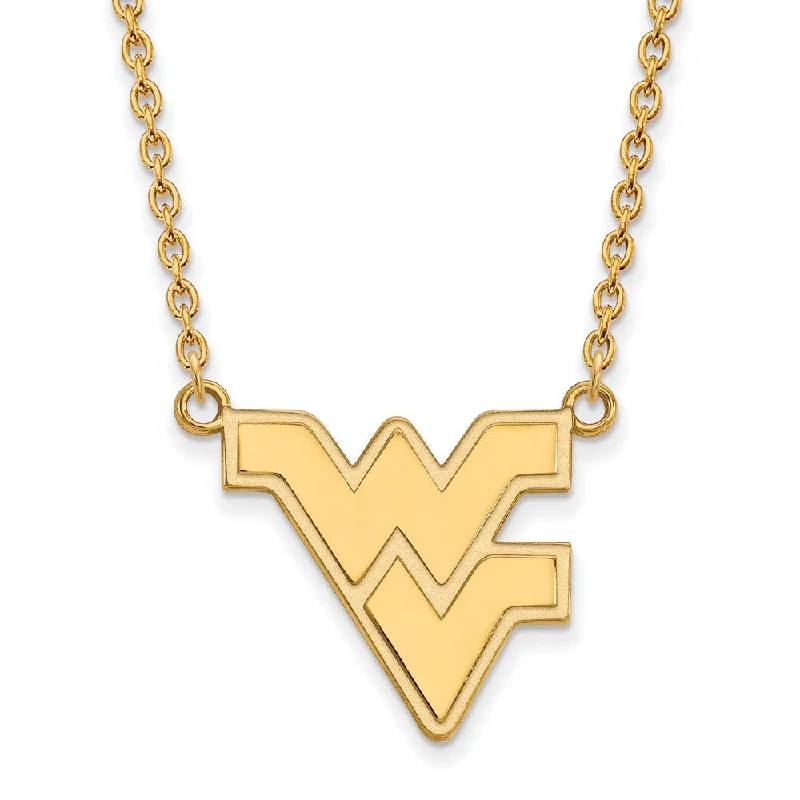 Ladies necklaces for active days -14k Gold Plated Silver West Virginia U Lg 'WV' Pendant Necklace