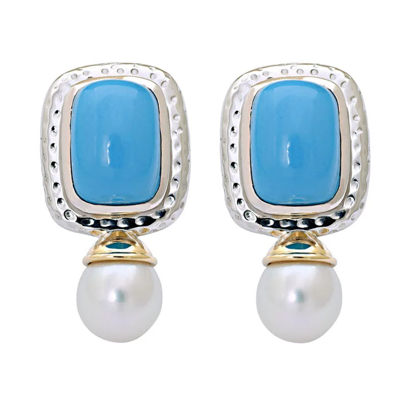 ladies-infinity-silver-earrings-Earrings-Turquoise and South Sea Pearl