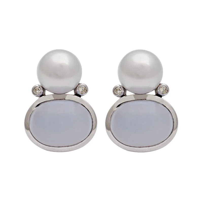 ladies-crawl-rose-gold-earrings-Earrings-Chalcedony, South Sea Pearl and Diamond