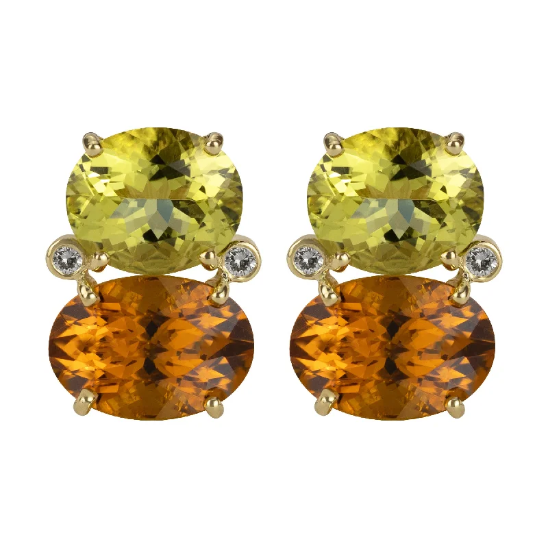 ladies-everyday-silver-earrings-Earrings - Lemon Quartz, Citrine And Diamond (2343C)