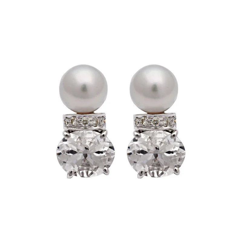 ladies-bridal-chandelier-earrings-Earrings-Crystal, South Sea Pearl and Diamond