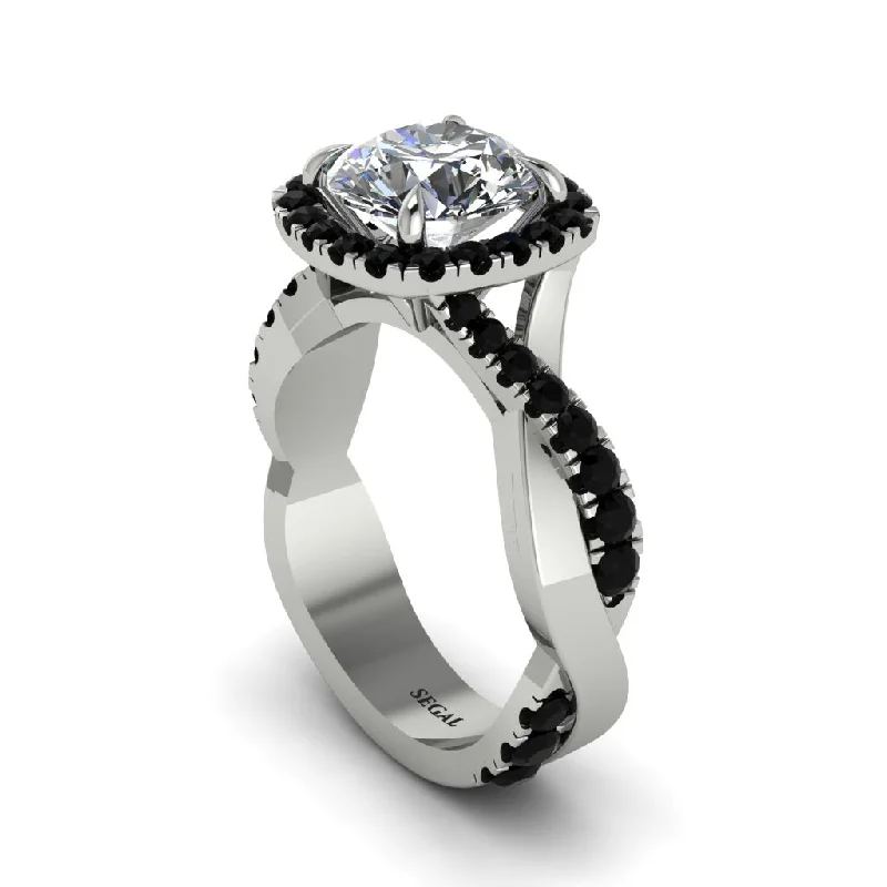 engagement-modern-silver-ring-Diamond Twist Shank Halo Engagement Ring - Cheyenne No. 33