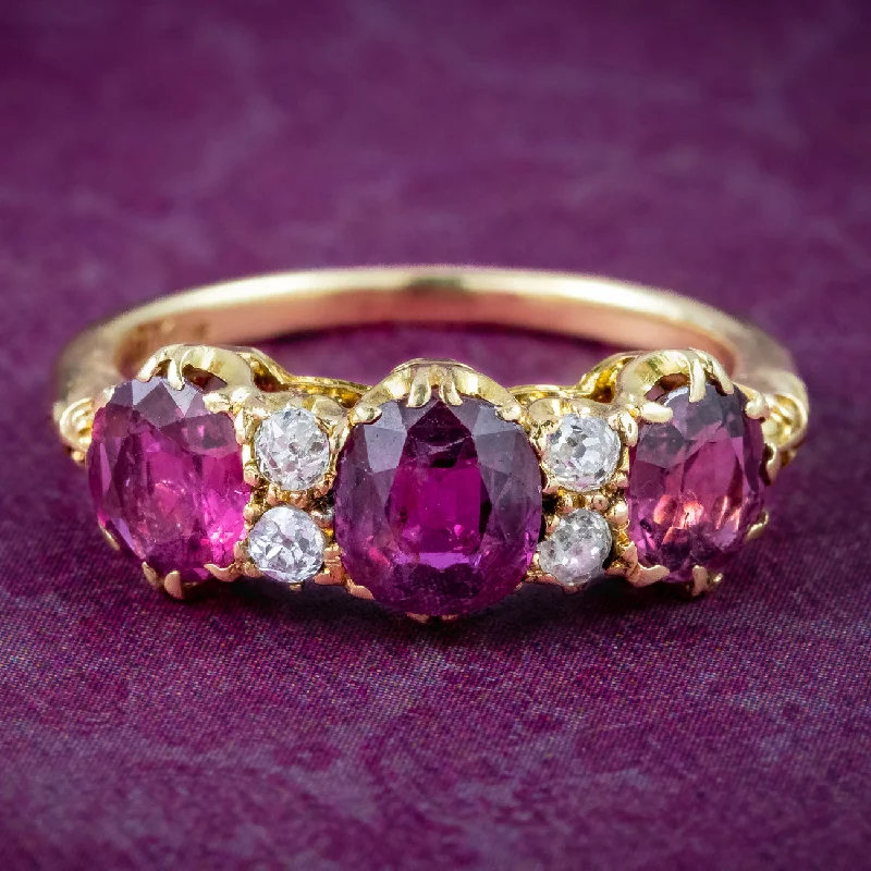 ladies-luxury-rose-gold-rings-Antique Victorian Ruby Diamond Ring 2.2ct Of Ruby With Cert