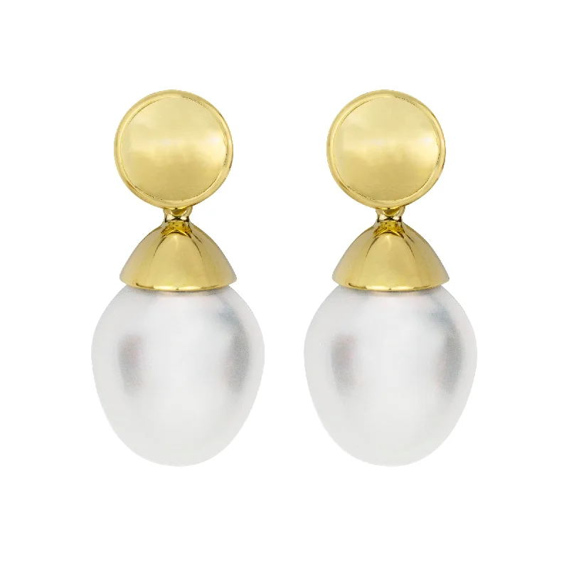 ladies-gold-flower-earrings-Earrings - South Sea Pearl