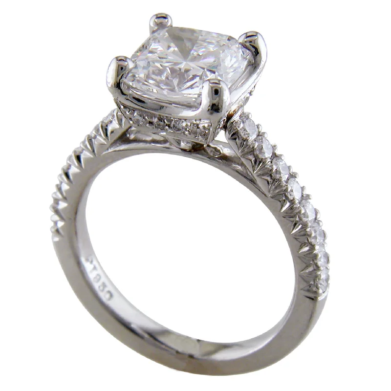 engagement-white-gold-modern-ring-Cushion Brilliant 2 Carat Diamond Engagement Ring Platinum