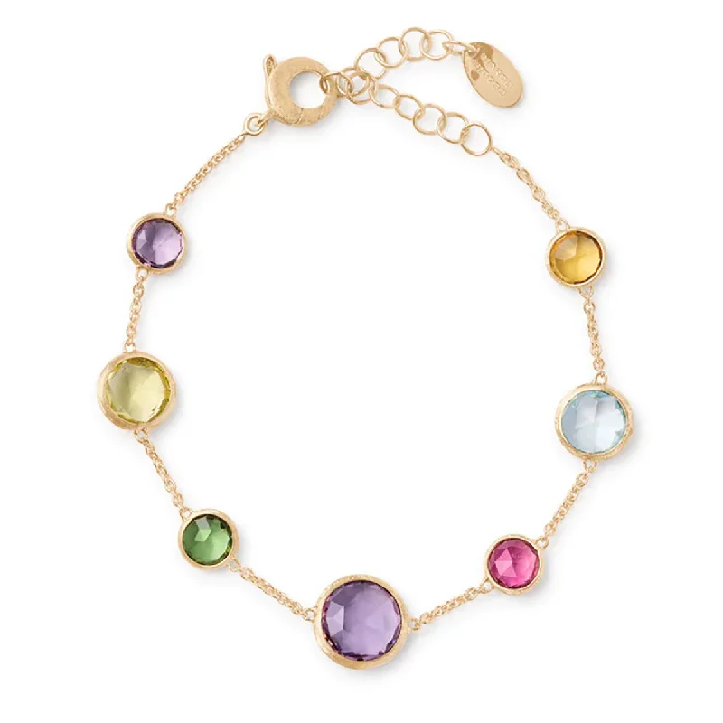 Ladies bracelets with grace charms -18K Yellow Gold Mixed Gemstone Bracelet