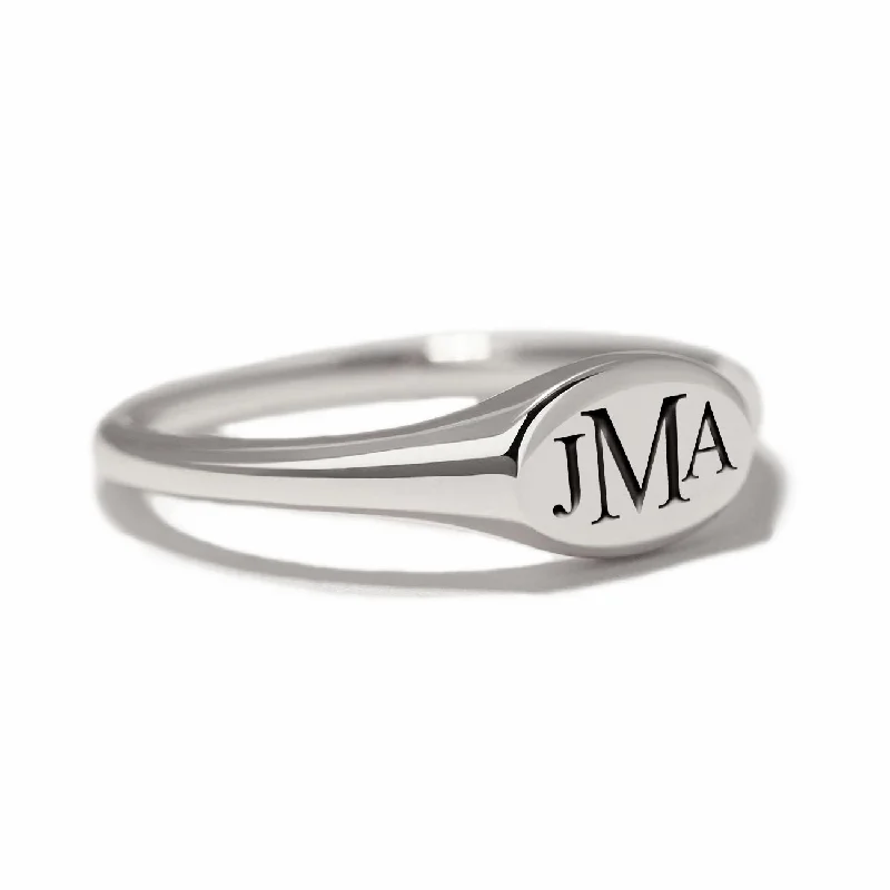 ladies-gold-modern-rings-Engraved Monogram Oval Signet Ring