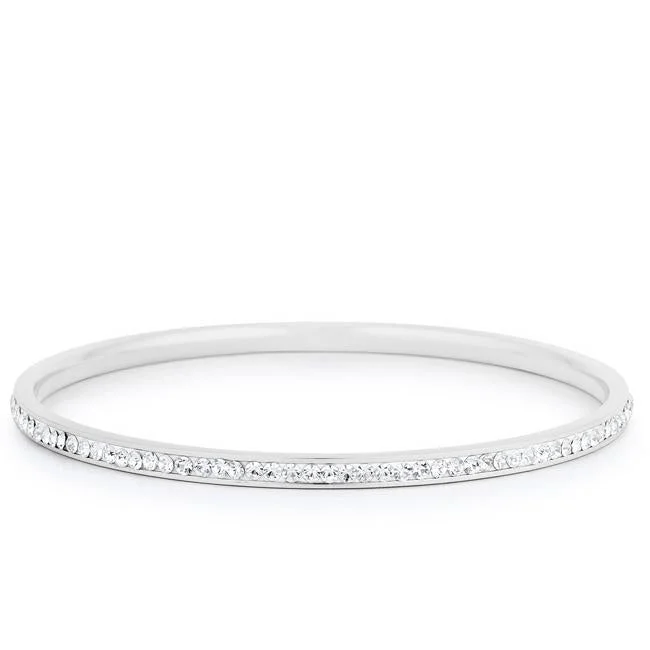 Ladies bracelets soft matte -Katlynn Silver CZ Bangle Bracelet