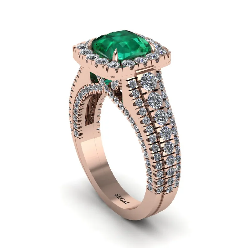 engagement-gold-channel-ring-Cushion Cut Emerald Eternal Splendor Engagement Ring - Lorelei No. 5