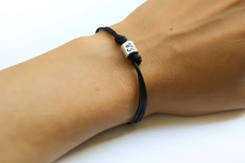 Ladies bracelets fancy elegance -Zodiac signs bracelet, Capricorn sign, black cord, birthday gift for her