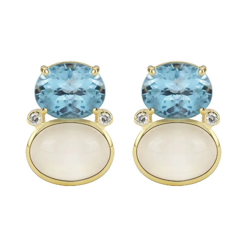 ladies-elegant-silver-earrings-Earrings - Blue Topaz, Moonstone And Diamond (2344B)