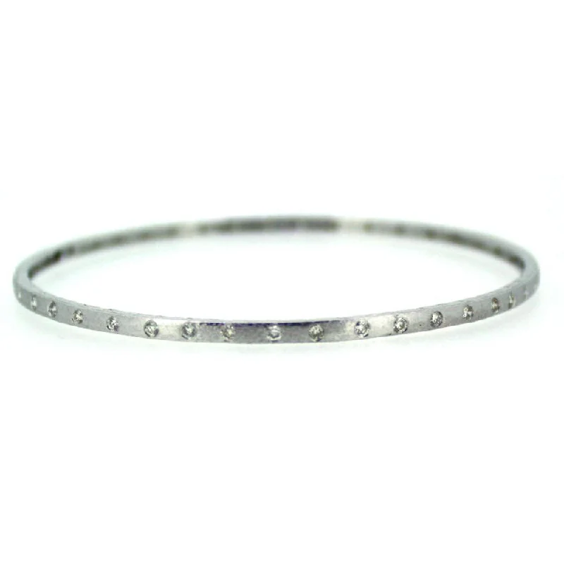 Ladies bracelets with crown charms -Diamond Brushed Texture Bangle Bracelet